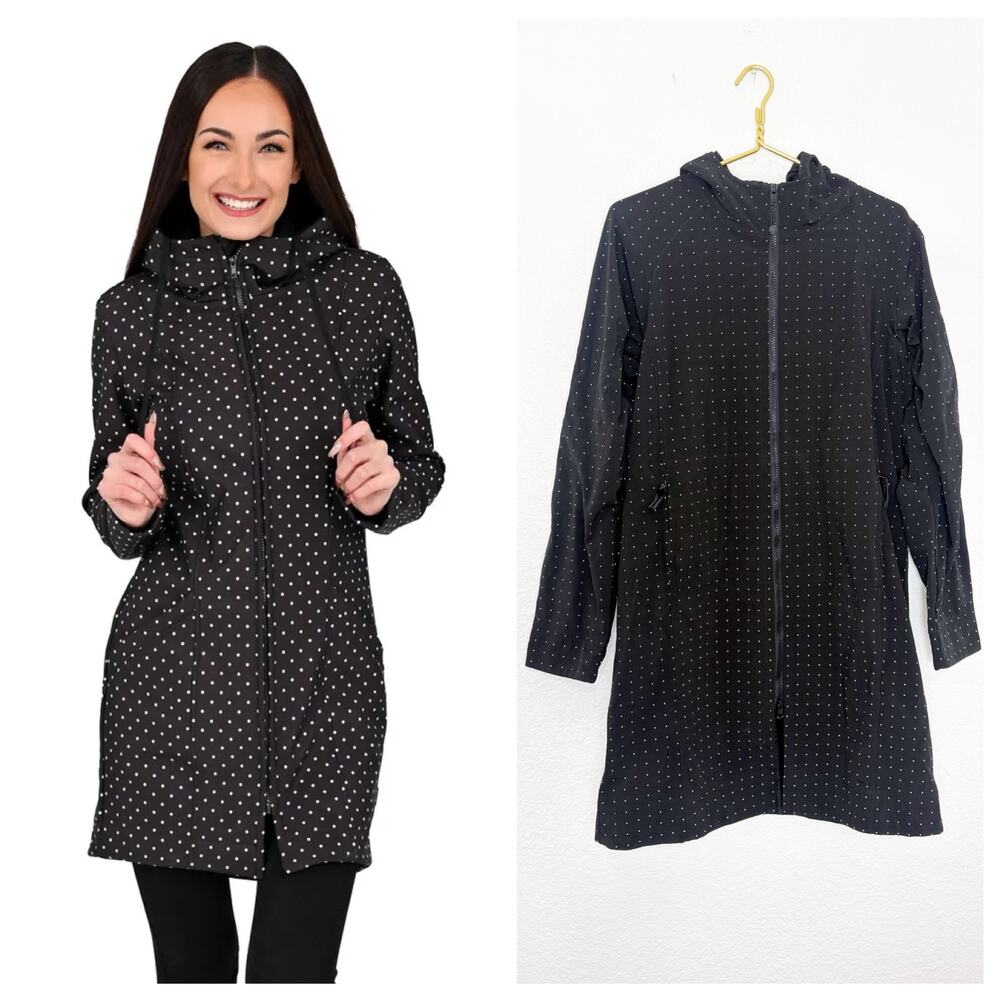 Lululemon Apres Yoga Jacket Black White Polka Dots Mid Length Hoodie